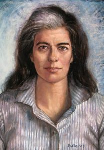 Pastel portrait of Susan Sontag by Juan Fernando Bastos 